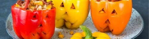 Griezelig gevulde Halloween paprika