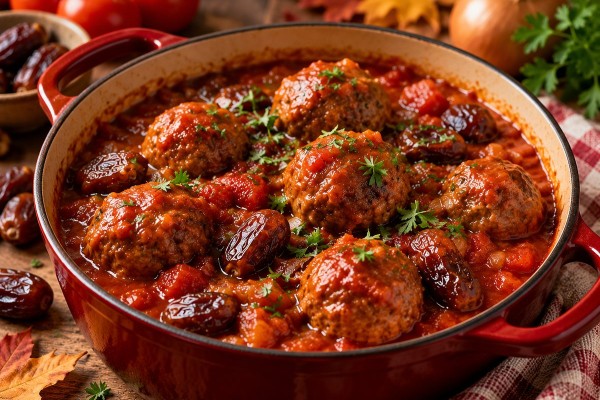 Herfststoofpotje balletjes in tomatensaus en dadels / kg